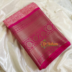 Barbie Pink Kora Muslin Saree-VS514