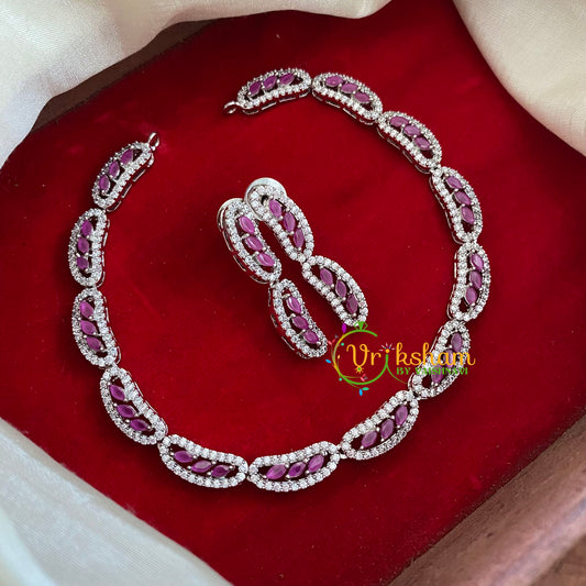 Premium White Tone American Diamond Choker-Cell-G3190