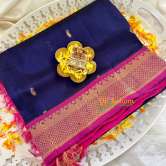 Dark Blue with Pink Silk Cotton Saree -VS1501