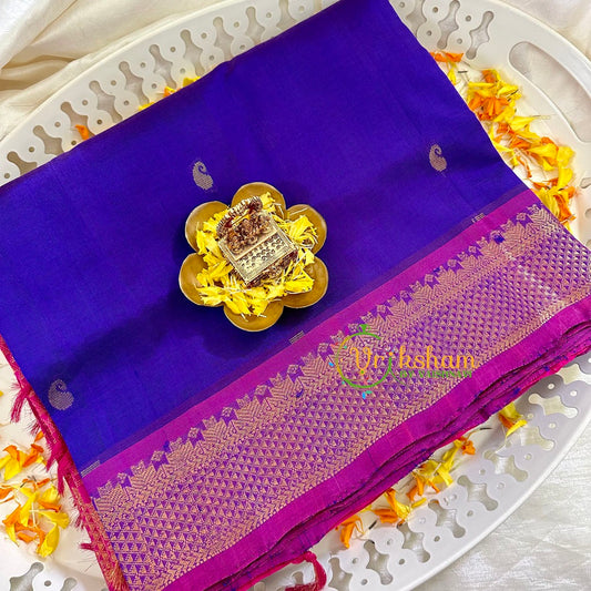 Royal Blue with Pink Silk Cotton Saree -VS1502