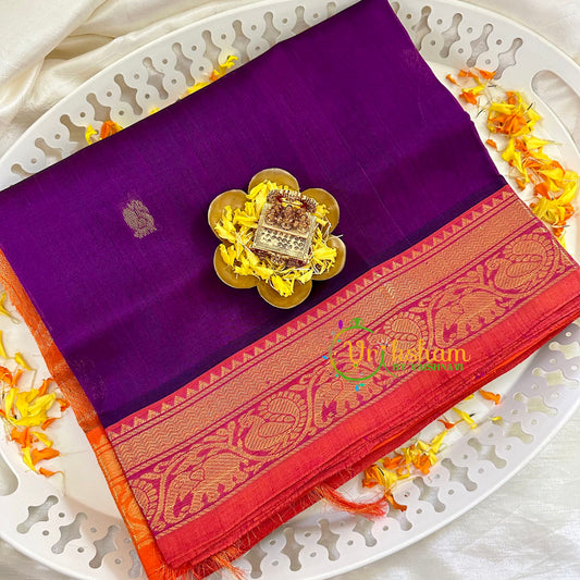 Purple with Red Silk Cotton Saree -VS1508