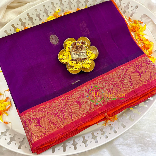 Purple with Orange Silk Cotton Saree -VS1512