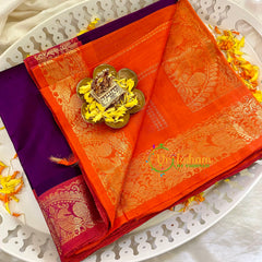 Purple with Orange Silk Cotton Saree -VS1512