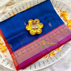 Blue with Pink Silk Cotton Saree -VS1515