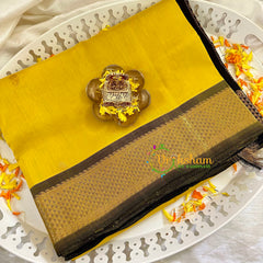 Yellow with Black Silk Cotton Saree -VS1516