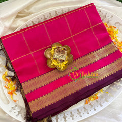 Pink Kattam with Maroon Silk Cotton Saree  -VS1517