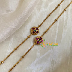 Precious Jadau Kundan Pendant Anklets -Floral -G10129