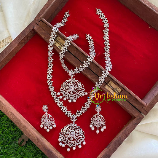 White Tone American Diamond Neckpiece Set-G3286