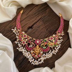 Jadau Kundan Lakshmi Guttapusalu Choker Short Neckpiece -J1159