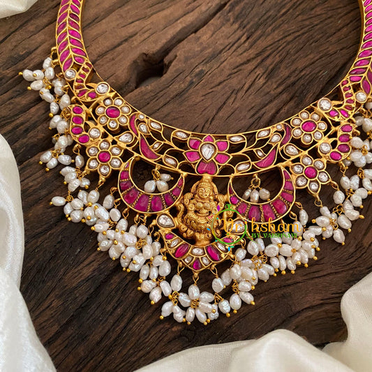 Jadau Kundan Lakshmi Guttapusalu Choker Short Neckpiece -J1159