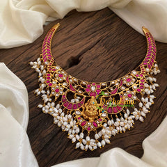 Jadau Kundan Lakshmi Guttapusalu Choker Short Neckpiece -J1159