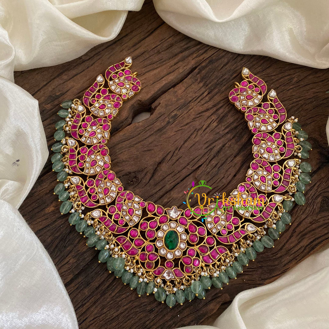 Pastel Green Jadau Kundan Choker Short Neckpiece -J1157