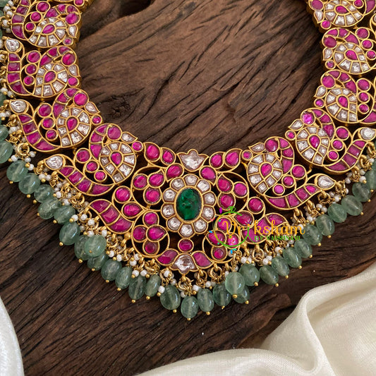 Pastel Green Jadau Kundan Choker Short Neckpiece -J1157