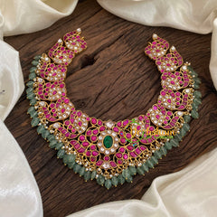 Pastel Green Jadau Kundan Choker Short Neckpiece -J1157