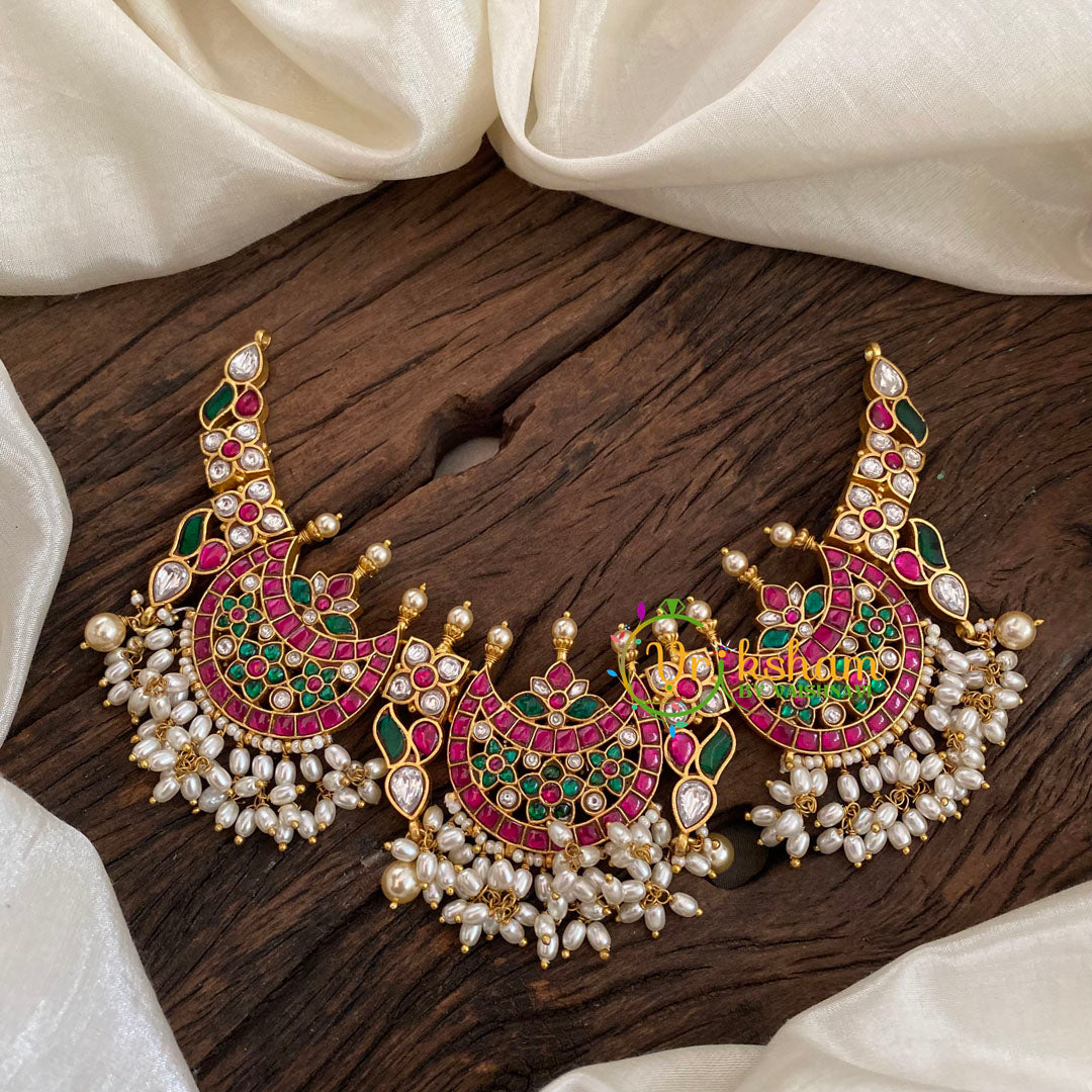 Half Moon Jadau Kundan Choker Short Neckpiece -J1156