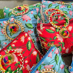 Return Gift Pichwai Potli Bags -Pichwai Printed Potli bag -6 pieces Set-RG038