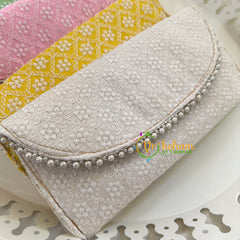 Return Gift Purses -White Thread Work Pouches -6 pieces Set-Pastel-RG058