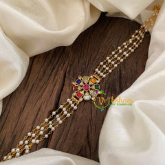 Navarathna Jadau Kundan Pearl High Neck Choker-J1162