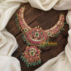 Pastel Green Jadau Kundan Choker Short Neckpiece -J1198