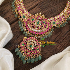 Pastel Green Jadau Kundan Choker Short Neckpiece -J1198