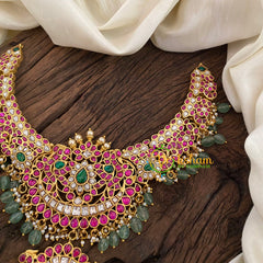 Pastel Green Jadau Kundan Choker Short Neckpiece -J1198