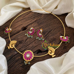 Precious Jadau Kundan Hasli Choker -Pink White-J1182