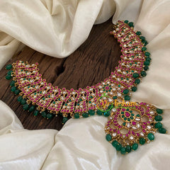 Pastel Green Jadau Kundan Short Neckpiece -J1160