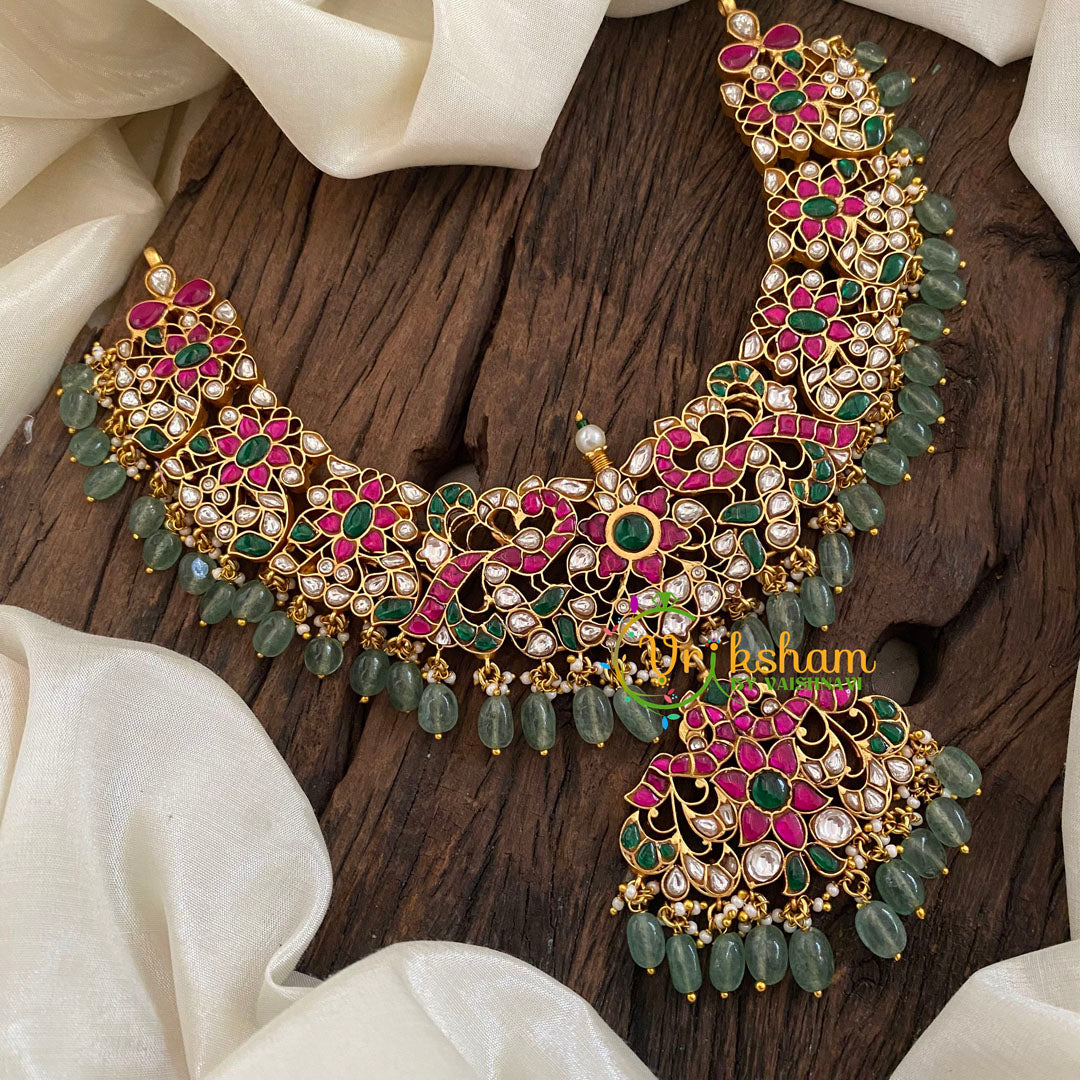 Pastel Green Jadau Kundan Choker Short Neckpiece -J1153