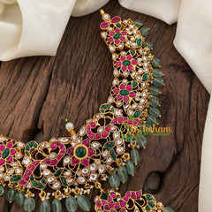 Pastel Green Jadau Kundan Choker Short Neckpiece -J1153