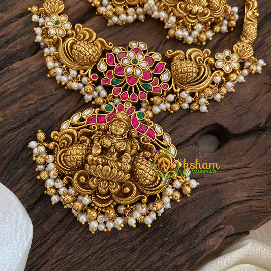 Lakshmi Jadau Kundan Short Neckpiece -Pearl-J1171