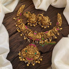 Lakshmi Jadau Kundan Short Neckpiece -Gold Bead Pearl -J1170