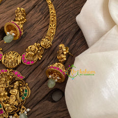 Lakshmi Jadau Kundan Short Neckpiece -Pastel Green Bead-J1166