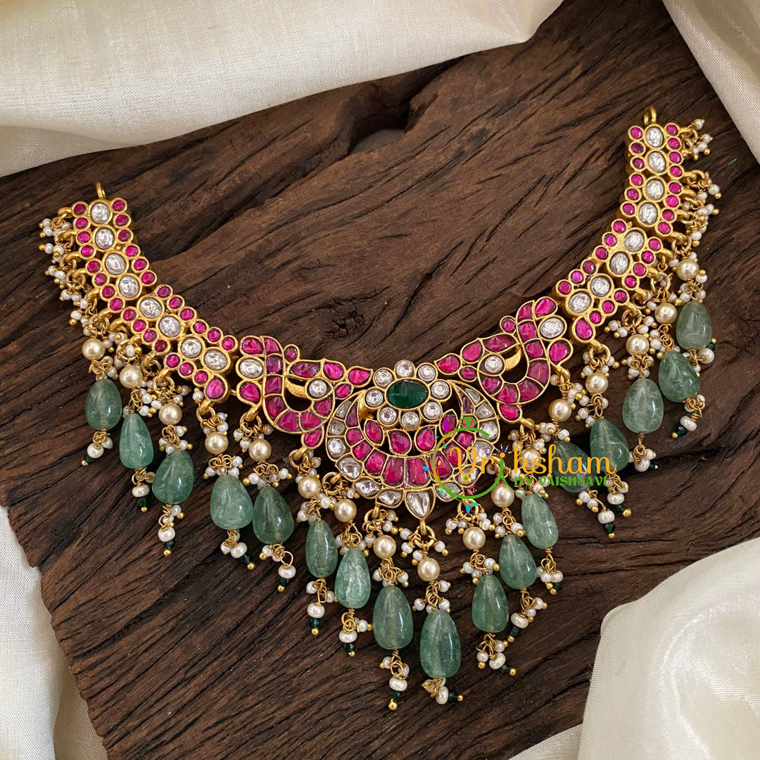 Pastel Green Jadau Kundan Choker Short Neckpiece -J1199