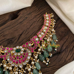 Pastel Green Jadau Kundan Choker Short Neckpiece -J1199