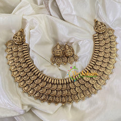 Layered Lakshmi Kaasu Short Neckpiece -Coin Neckpiece -G8817