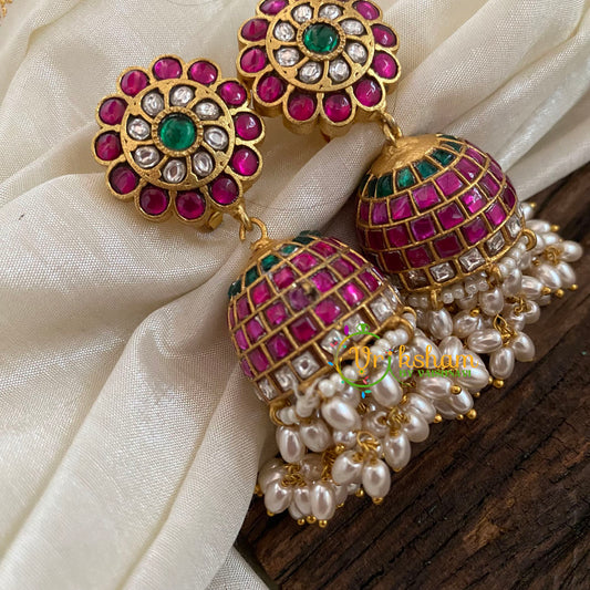 Precious Jadau Kundan Jhumkas -Guttapusalu Jhumkas-J1141