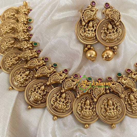 Premium Lakshmi Kaasu Short Neckpiece -Coin Neckpiece -G8815