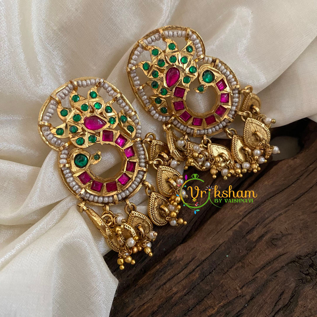 Jadau Kundan Peacock Studs-J1205