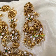 Premium Vishnu Lakshmi Short Neckpiece -Temple Neckpiece - Pearls -G8813