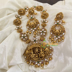 Premium Vishnu Lakshmi Short Neckpiece -Temple Neckpiece - Pearls -G8813