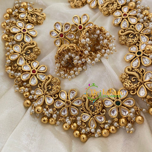 Designer White Kundan Choker Short Neckpiece -Red Green -G8845