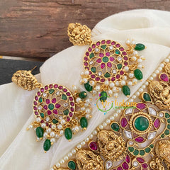 Precious Lakshmi Bridal High Neck Choker-Green Bead-G8846