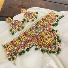 Precious Lakshmi Bridal High Neck Choker-Green Bead-G8846