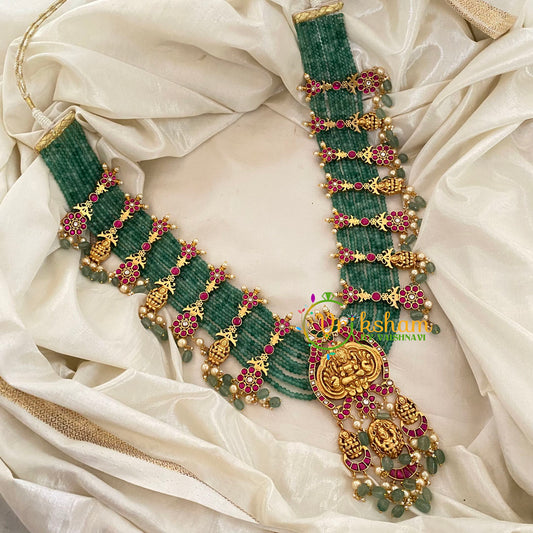 Exquisite Green Beaded Jadau Kundan Pendant Mala -J1206