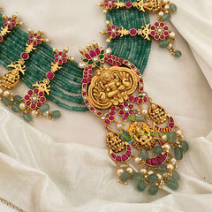 Exquisite Green Beaded Jadau Kundan Pendant Mala -J1206