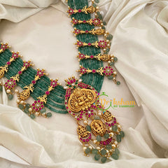 Exquisite Green Beaded Jadau Kundan Pendant Mala -J1206