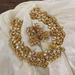 Designer White Kundan Choker Short Neckpiece -Red-G8844