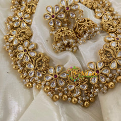 Designer White Kundan Choker Short Neckpiece -Red-G8844