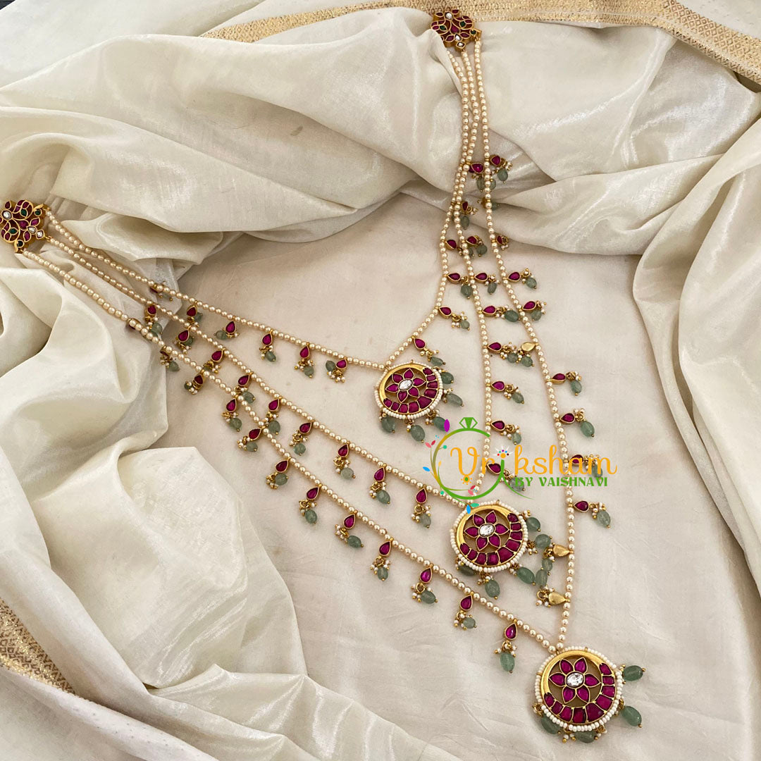 3 Layered Jadau Kundan Pearl Neckpiece-J1143