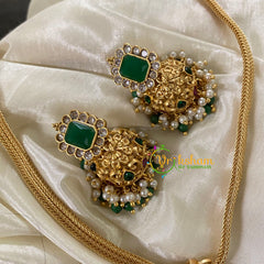 AD Stone Addigai Short Neckpiece -Green Bead-G8842